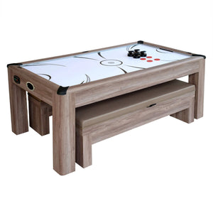 Hathaway Games Driftwood 7-ft Air Hockey Table Combo Set with Benches