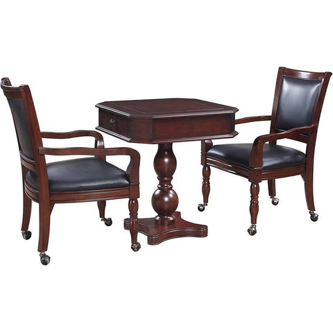 Hathaway Fortress Chess, Checkers & Backgammon Pedestal Game Table & Chairs Set - Mahogany-Tabletop Games-Hathaway Games-Game Room Shop