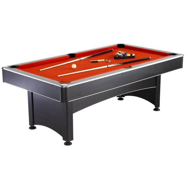 Hathaway Carmelli Maverick 7-foot Pool and Table Tennis Multi Game with Red Felt and Blue Table Tennis Surface Cues Paddles and Balls - Game Room Shop