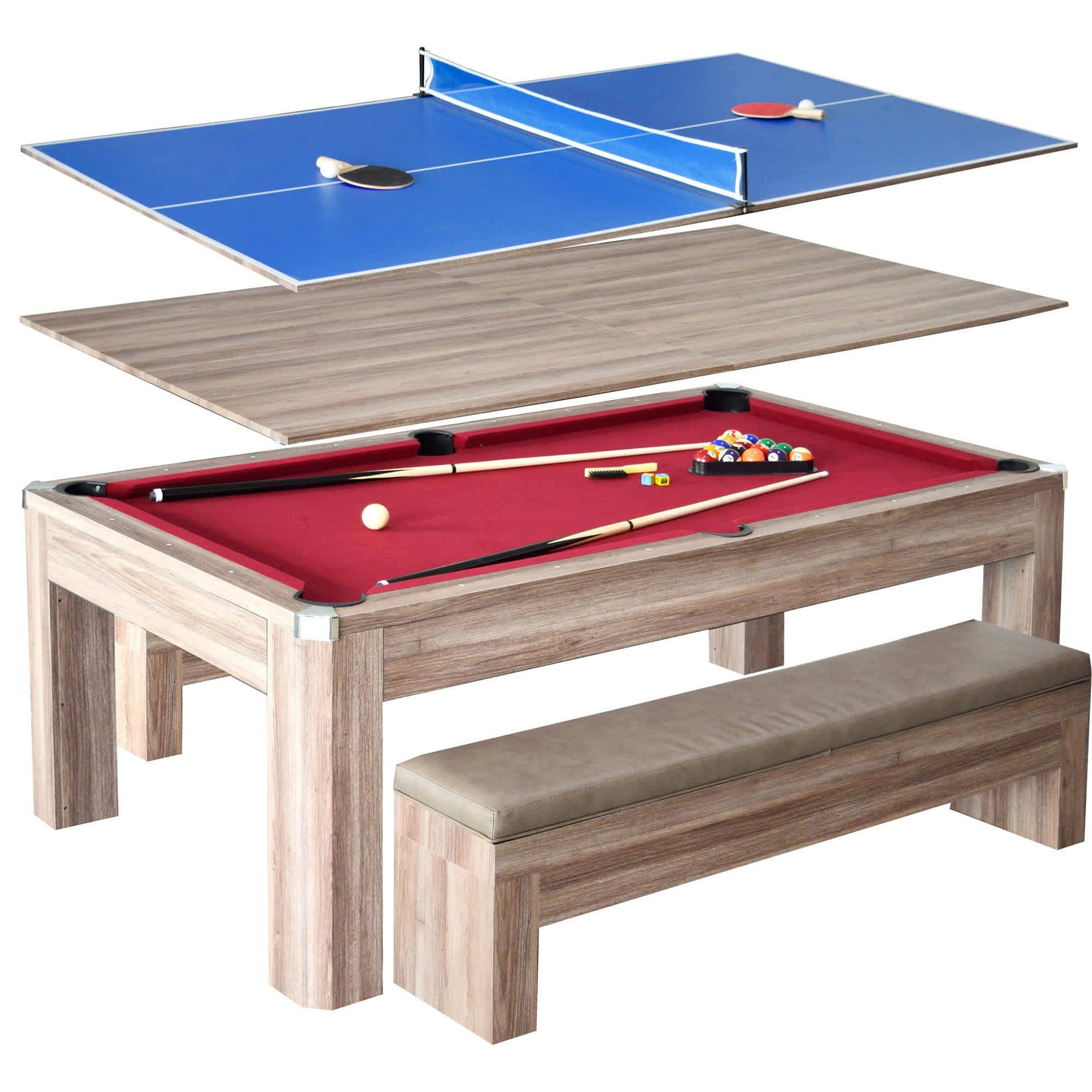 Hathaway Games Newport 7-ft Pool Table Combo Set with Benches in Light ...