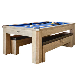 Hathaway Carmelli Newport 7-ft Pool Table Combo Set with Benches in Rustic Grey-Multi-Game Tables-Hathaway Games-Game Room Shop