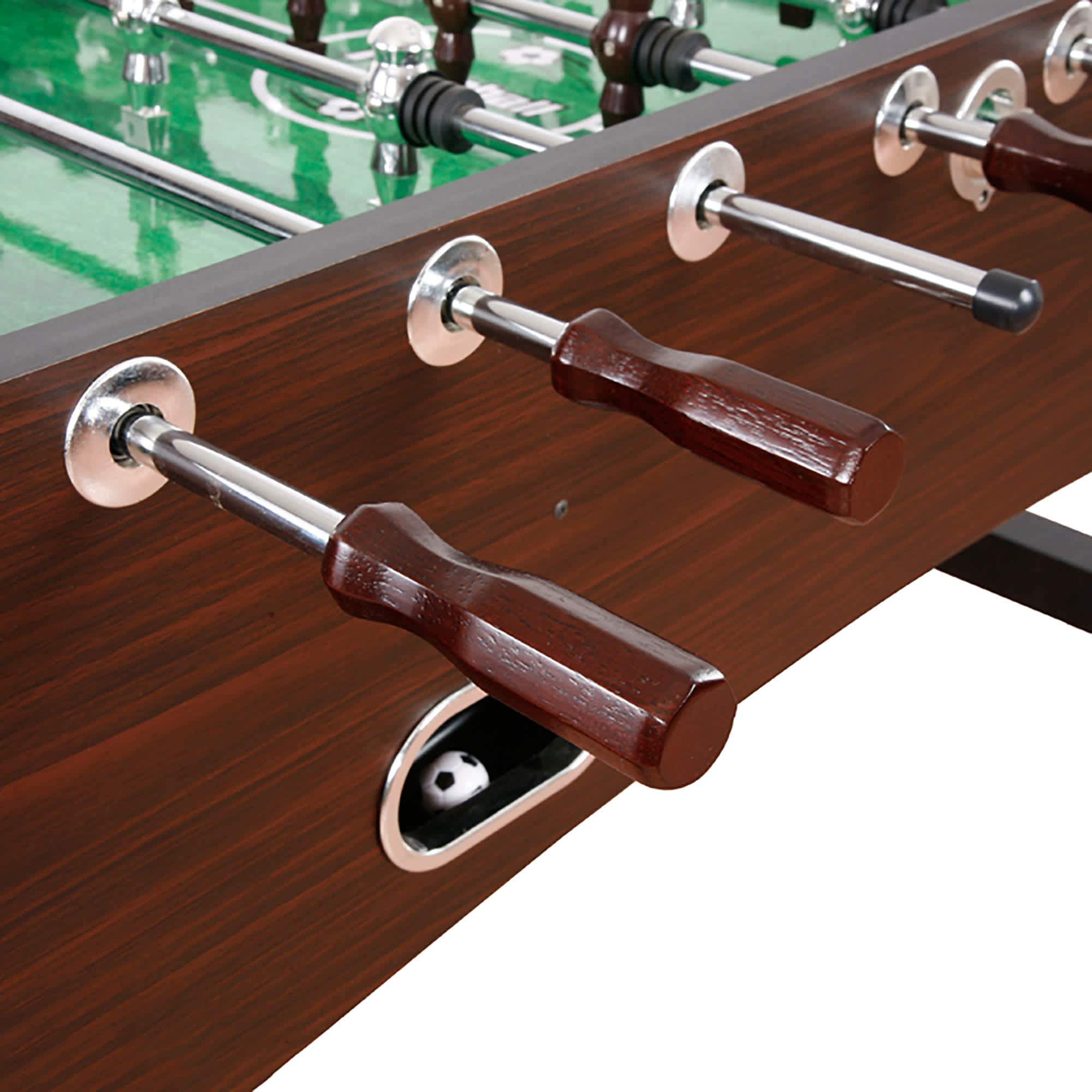 Hathaway Carmelli Primo 56-Inch Foosball Table Family Soccer Game with Wood Grain Finish Analog Scoring and Free Accessories - Game Room Shop