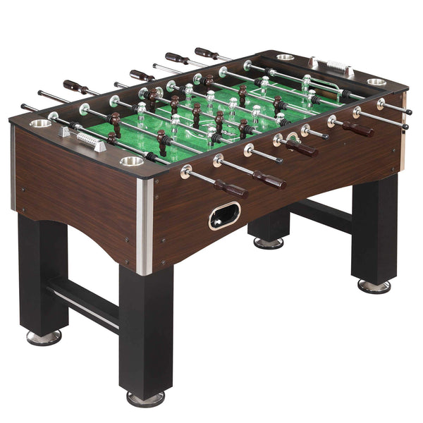 Hathaway Carmelli Primo 56-Inch Foosball Table Family Soccer Game with Wood Grain Finish Analog Scoring and Free Accessories - Game Room Shop