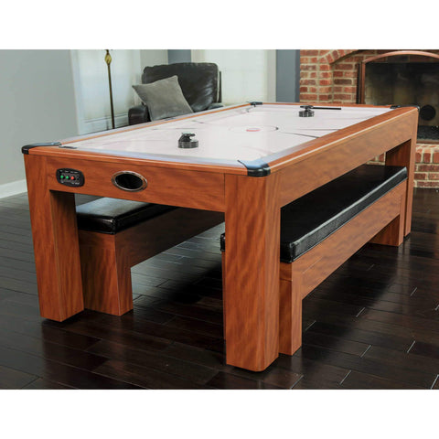 Hathaway Carmelli Sherwood 7-ft Air Hockey Table Combo Set with Benches-Multi-Game Tables-Hathaway Games-Game Room Shop