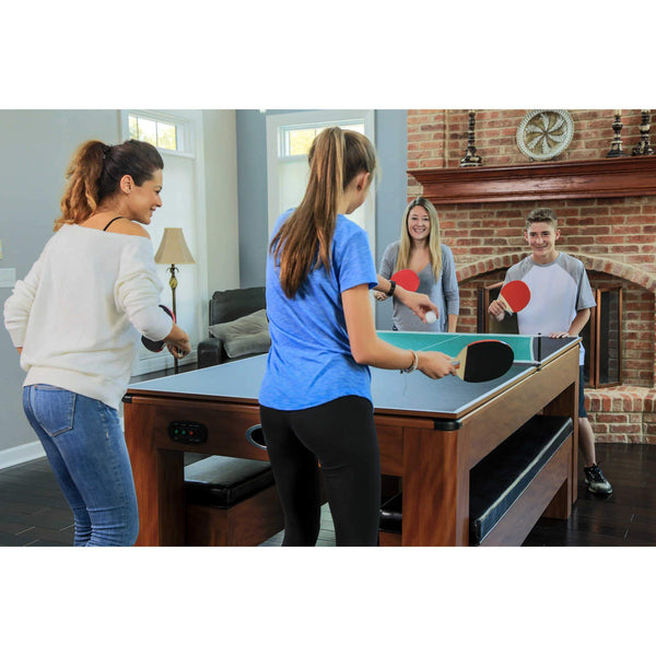 Hathaway Carmelli Sherwood 7-ft Air Hockey Table Combo Set with Benches-Multi-Game Tables-Hathaway Games-Game Room Shop