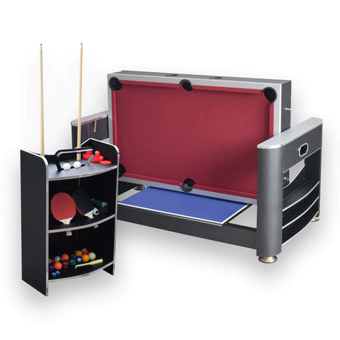 Image of Hathaway Carmelli Triple Threat 6-ft Air Hockey 3-in-1 Rotating Multi-Game Table and Cabinet-Multi-Game Tables-Hathaway Games-Game Room Shop