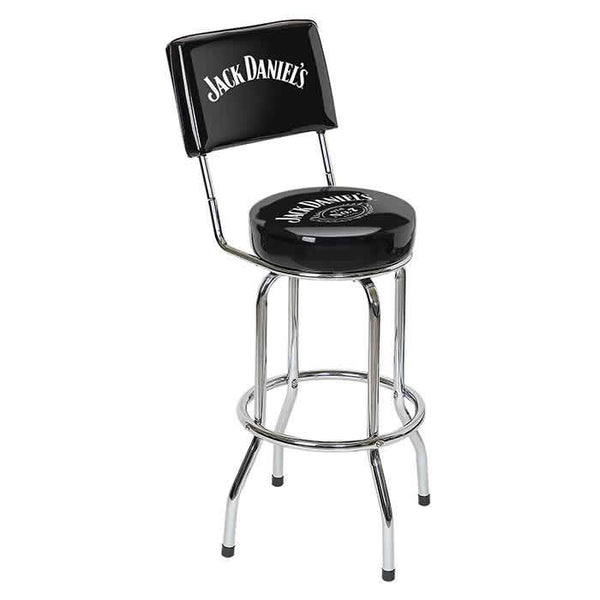 Jack Daniel's Steel Bar Stool with Backrest - Game Room Shop