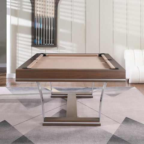 Image of Playcraft Barcelona 8' Slate Pool Table in Walnut Gray on Silver Finish-Billiard Tables-Playcraft-Game Room Shop