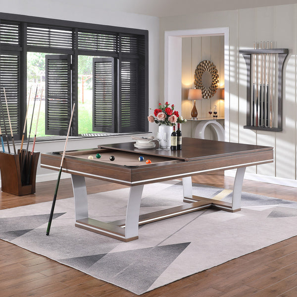 Playcraft Barcelona 8' Slate Pool Table in Walnut Gray on Silver Finish-Billiard Tables-Playcraft-Game Room Shop
