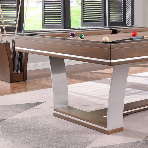 Image of Playcraft Barcelona 8' Slate Pool Table in Walnut Gray on Silver Finish-Billiard Tables-Playcraft-Game Room Shop