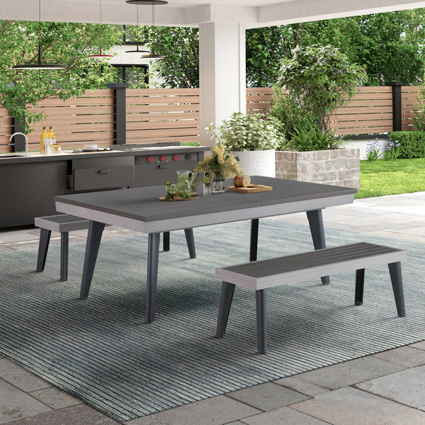 Playcraft Santorini 7’ Outdoor Slate Pool Table with Dining Top Benches and Ping Pong-Billiard Tables-Playcraft-Game Room Shop