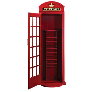 RAM Game Room Old English Telephone Booth Floor Cue Rack in Red
