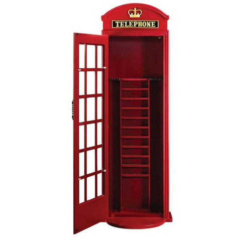Image of RAM Game Room Old English Telephone Booth Floor Cue Rack in Red - Game Room Shop