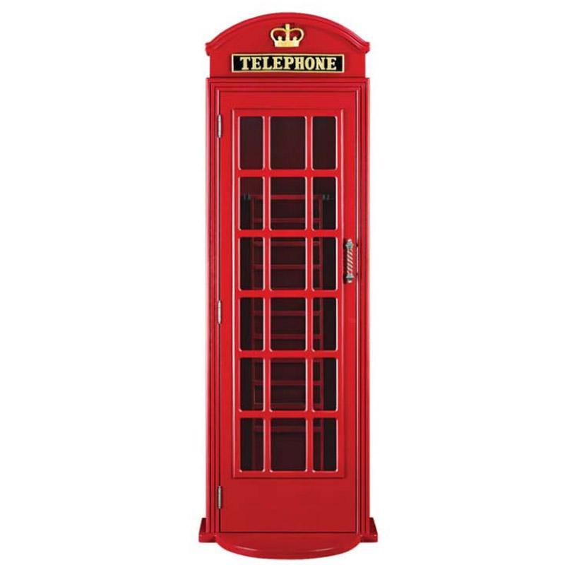 RAM Game Room Old English Telephone Booth Floor Cue Rack in Red - Game Room Shop