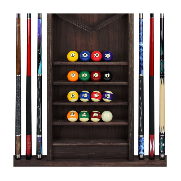 Weathered Dark Chestnut Deluxe Wall Rack-Pool Cue Racks & Holders-Imperial-Game Room Shop